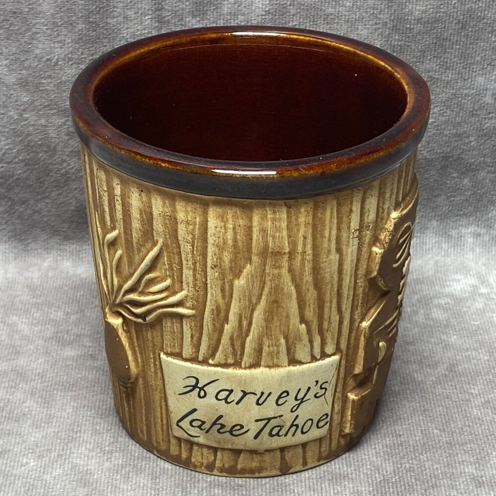 Vintage OMC Otagiri Harveys Lake Tahoe Ceramic Tiki Bucket Mug 18oz
